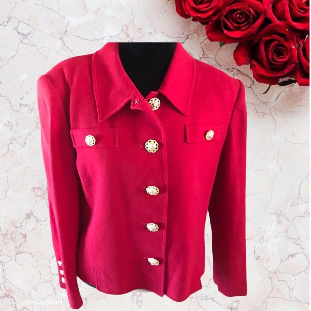 VINTAGE RED short waisted Jacket SIZE 16